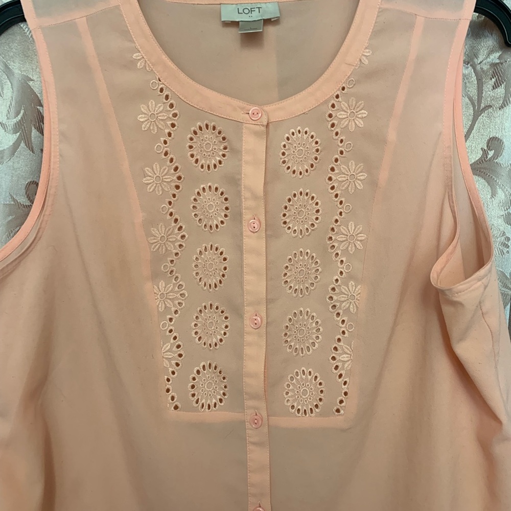 Salmon embroidered blouse